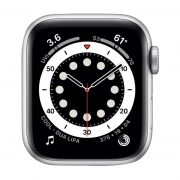 Watch Series 6 Aluminum (44mm), Silver, Black Sport Band