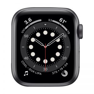 Watch Series 6 Aluminum Cellular (40mm), Space Gray, Black Sport Band